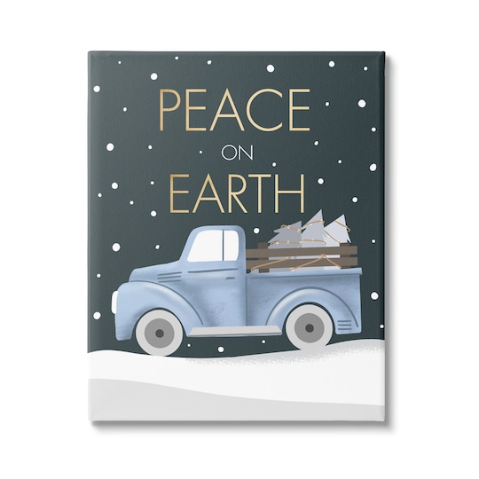 Stupell Industries Peace On Earth Snowy Truck Canvas Wall Art